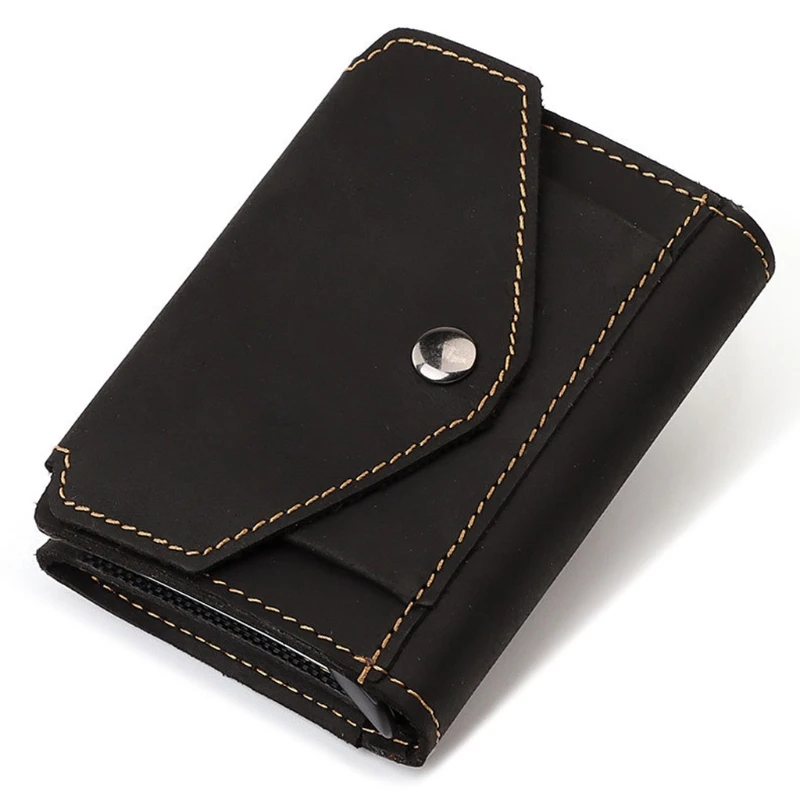 

Vintage RFID Blocking Money Wallet Automatic Pop-up Credit Card Case Business Purse Cash Coin Pocket for Men