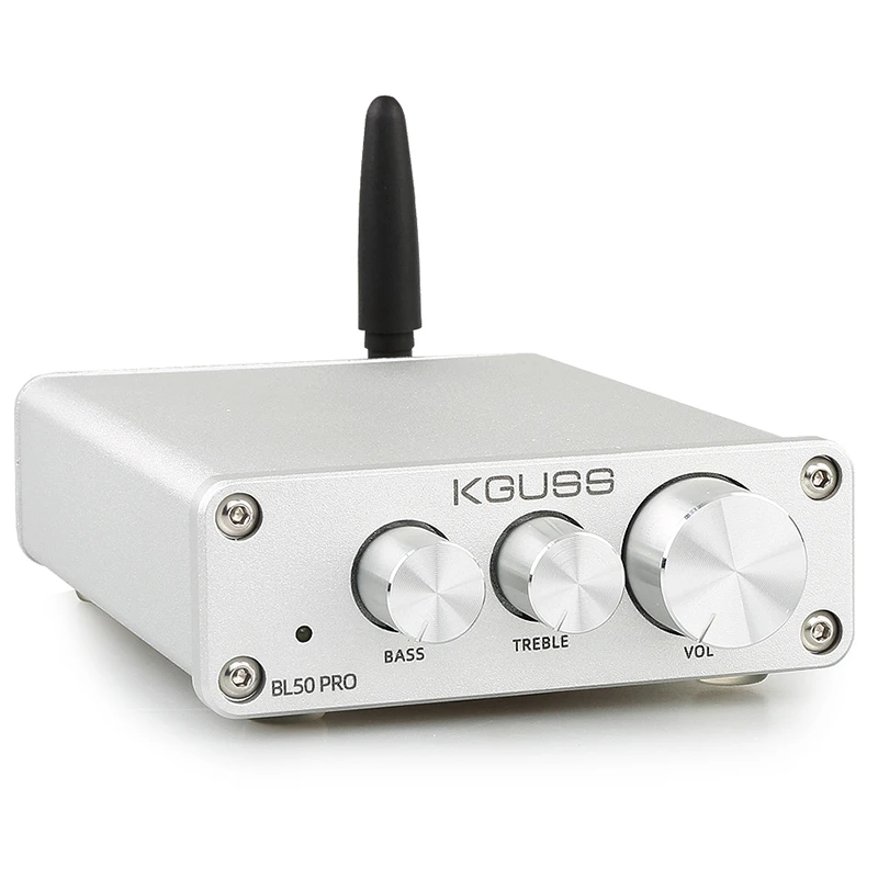 Silver FFYY-KGUSS BL50 PRO Bluetooth 5,0 усилитель цифровой усилитель TPA3116D2 HIFI 50Wx2 аудио усилитель мощности-вилка США - Цвет: Silver
