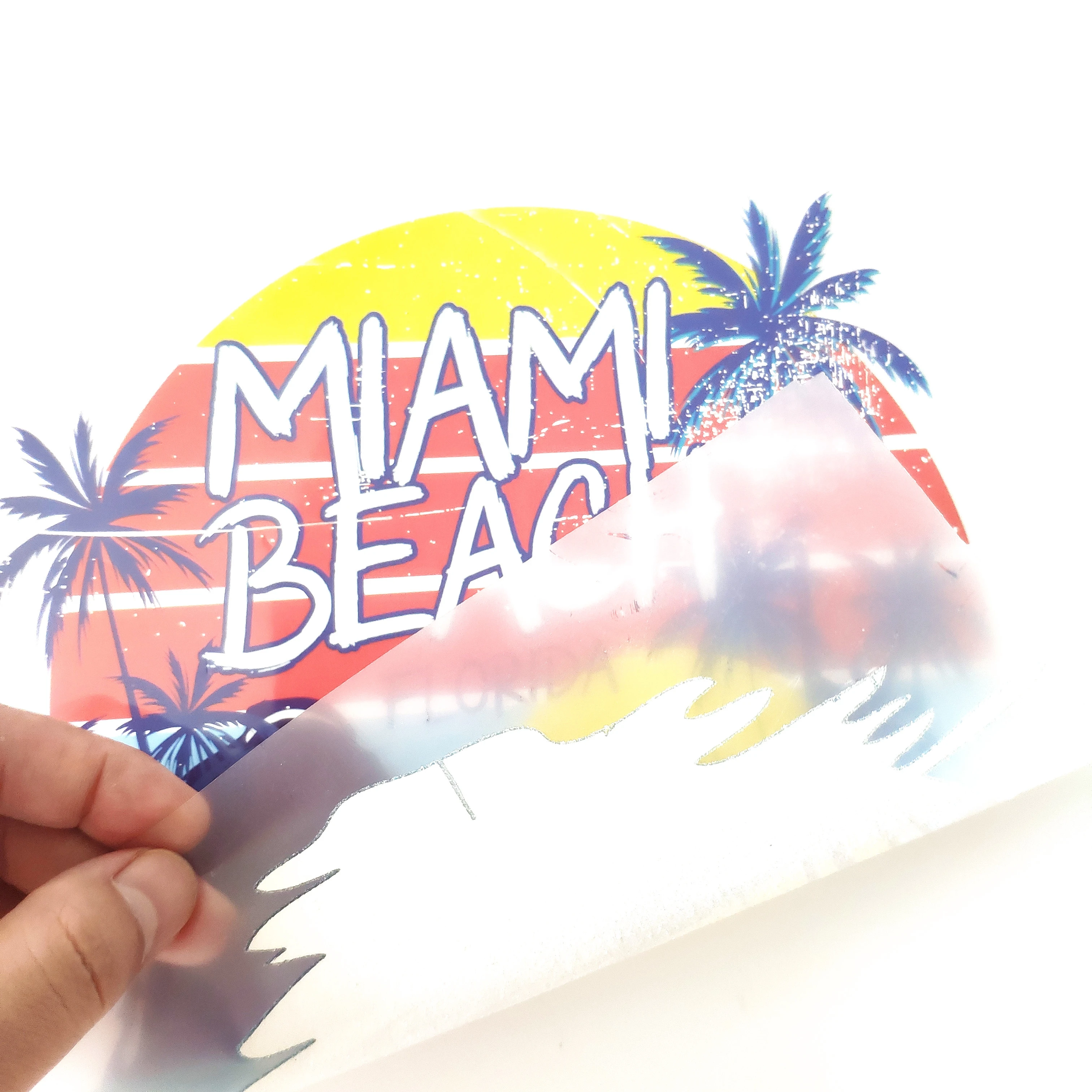 

Patches 23CM MIAMI BEACH Apparel Accessories Diy Women's Clothing T-shirt Thermal Transfer Paper Sticker for Clothes Spare Parts
