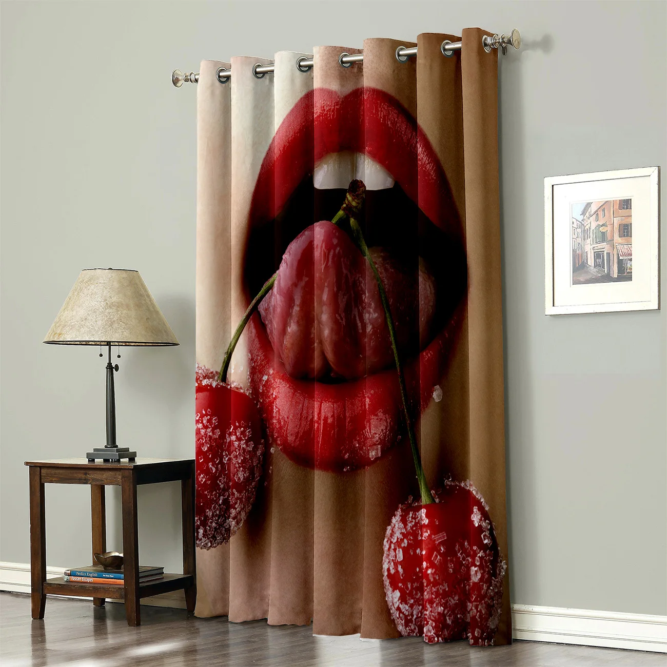 Сексуальная Красная вишневая занавеска для окон с изображением губ занавески