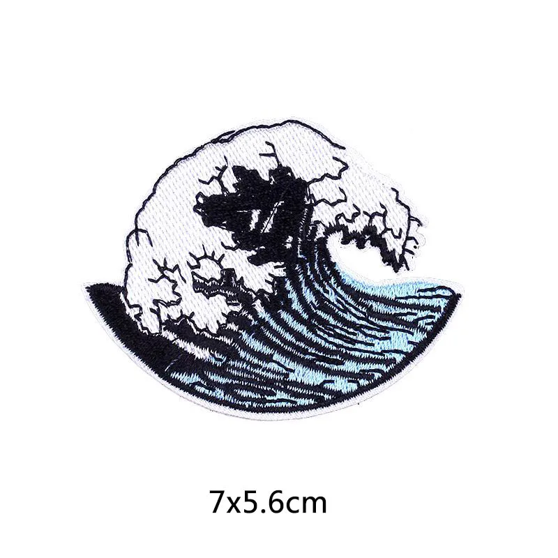 Нашивки для одежды пейзаж аппликация искусство горные волны живопись DIY