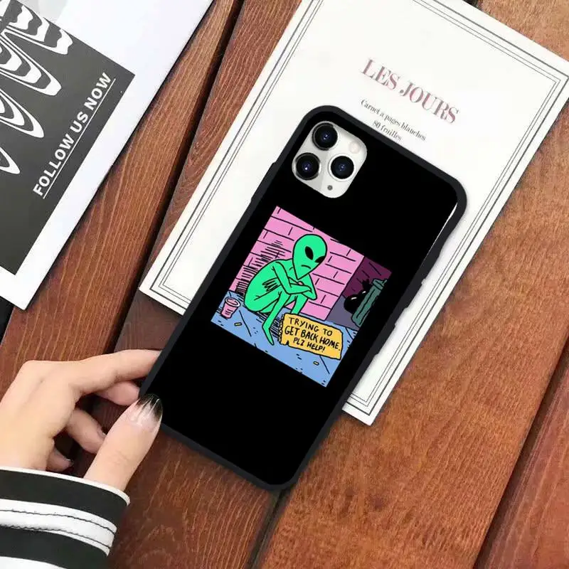 

Cartoon alien space universe Phone Case for iPhone 11 12 pro XS MAX 8 7 6 6S Plus X 5S SE 2020 XR