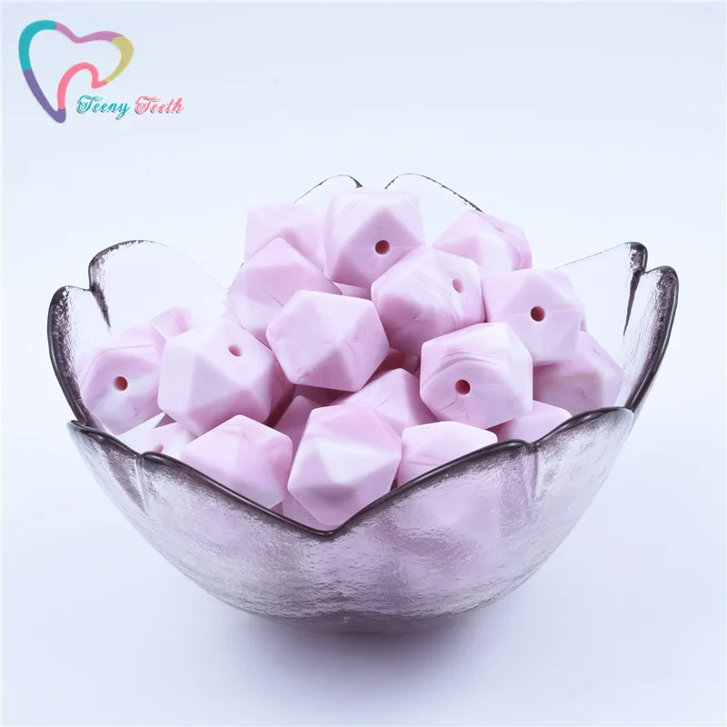 Marble Purple Teeny teeth 10 шт. 14 мм шестигранные Силиконовые бусы для прорезывания зубов детские DIY игрушечный детский душ подарок ожерелье соска цепь Силиконовые бусы - Цвет: Marble Purple