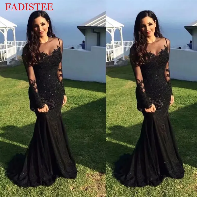 

Lace Appliques Long Sleeves Evening Dresses Robe De Soirée De Mariage платье на выпускной свадебное платье Prom Party Gowns