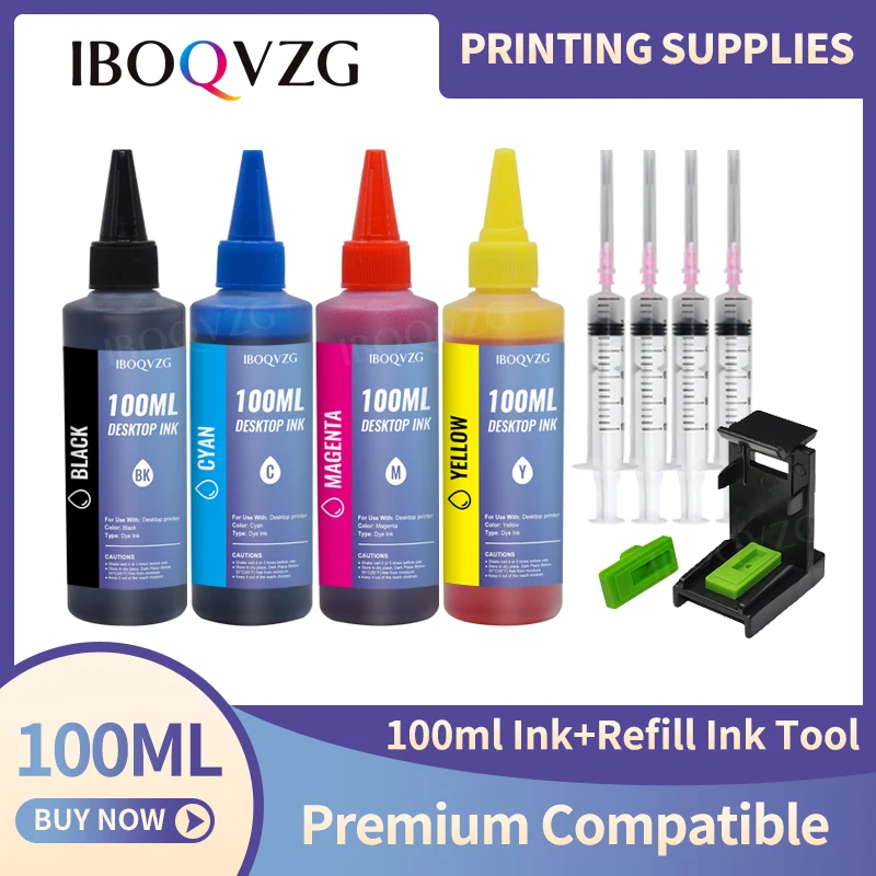 

IBOQVZG Universal 4 Color Dye Ink For HP 4 Color+100ML for HP Premium Dye Ink General for HP printer ink all models