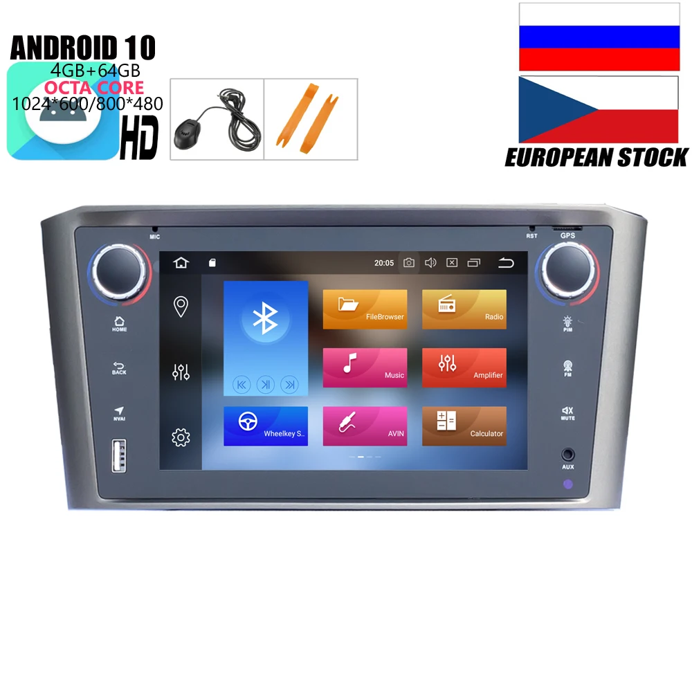 Автомобильный DVD плеер HIRIOT Android 10 GPS для TOYOTA T25 Avensis 4 Гб + 64 ГБ DSP BT Wi Fi головное
