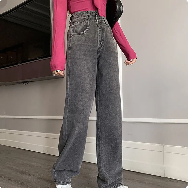 

NEW Woman Jeans High Waist Clothes Wide Leg Denim Clothing Blue Streetwear Vintage Quality Fashion Harajuku Straight Pants