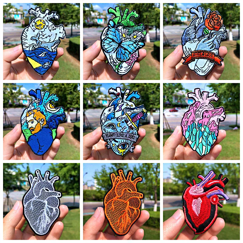 

Prajna 9 Heart Design Patches Van Gogh Butterfly Rose Embroidery Patches For Clothing DIY Stripe Iron On Patches On Jacket Cloth