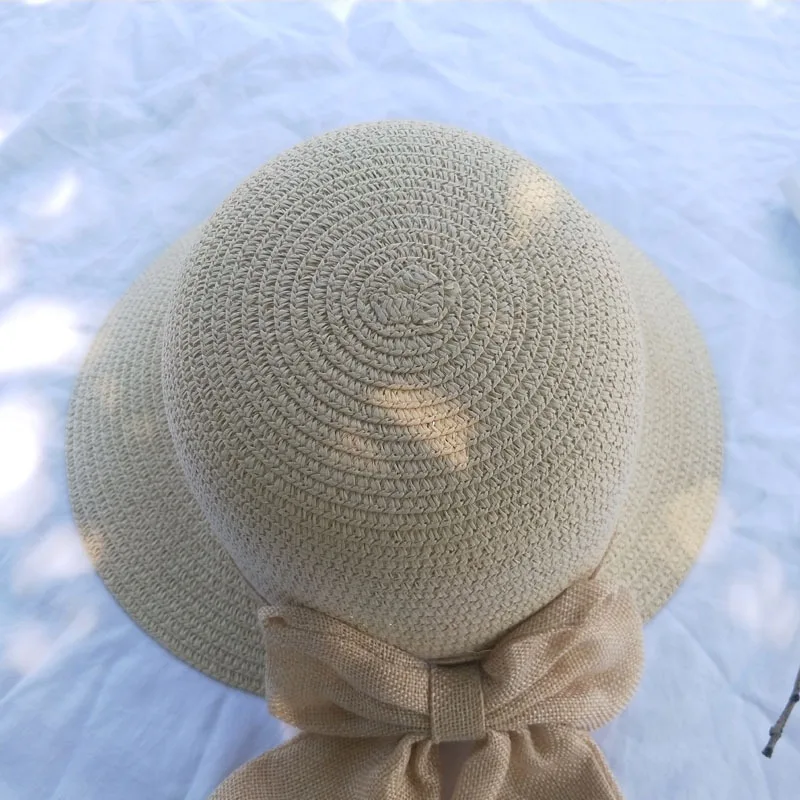 

Шляпа женская Соломенная Складная с бантом, Спортивная пляжная Панама для путешествий, с короткими полями, лето