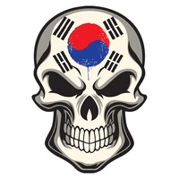 15 x 11cm funny car stickers skull south korea flag painted on a skull colorful car stickers and decals