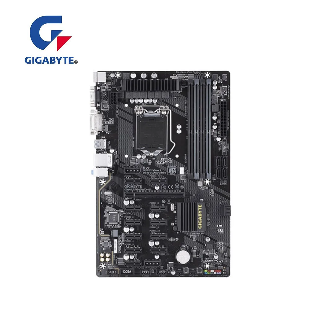 Материнская плата GIGABYTE B250-FinTech B250 для настольного ПК GA-B250-FinTech 12PCI-E DDR4 BTC PRO