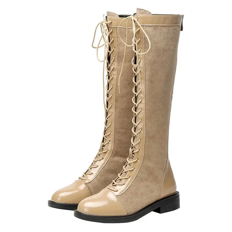 Женские ботинки на завязках женская обувь осень и зиму сапоги до колена в