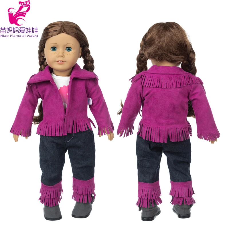 

Одежда для кукол американской девочки, шерстяная куртка из ткани сосуса, костюм для куклы 43 см, штаны, комплект, детские подарки, 18 дюймов
