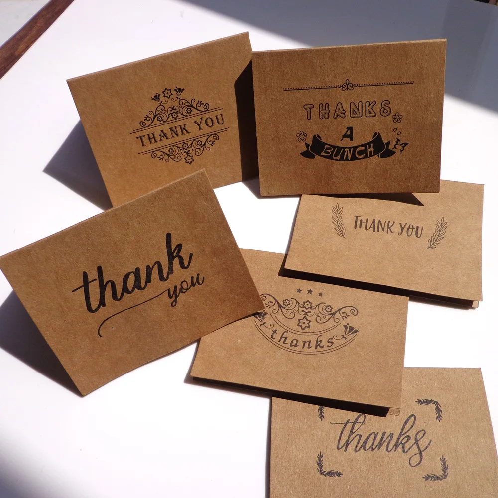 

18Pcs Vintage Card Envelope Kraft Paper Thank You Greeting Blessing Card Sticker Gift Card Envelopes For Wedding Birthday Party