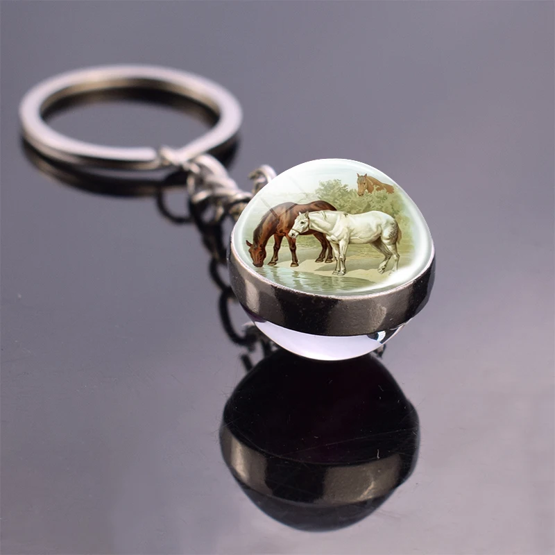 Брелок лошадь брелок двухсторонний художественный стеклянный шар для картины