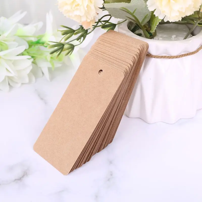 

100pcs Blank Rectangle Kraft Paper Gift Hang Tags Wedding Label Price Card Craft