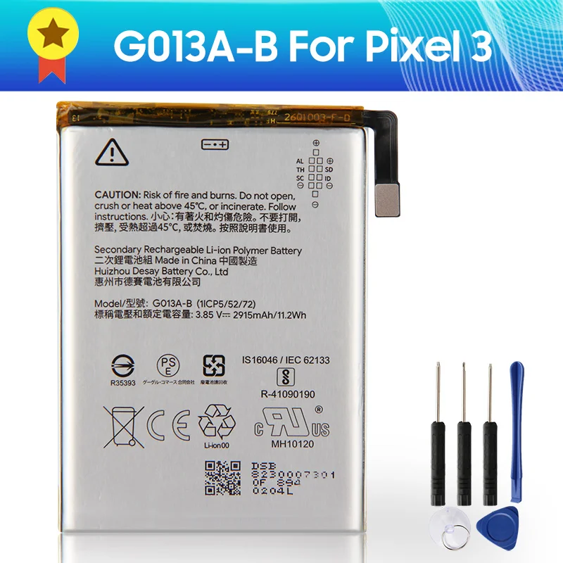 

Original Replacement Battery G013A-B for Google Pixel 3 Pixel3 G013C-B for Google Pixel 3XL 3430mAh +tools Quality Product