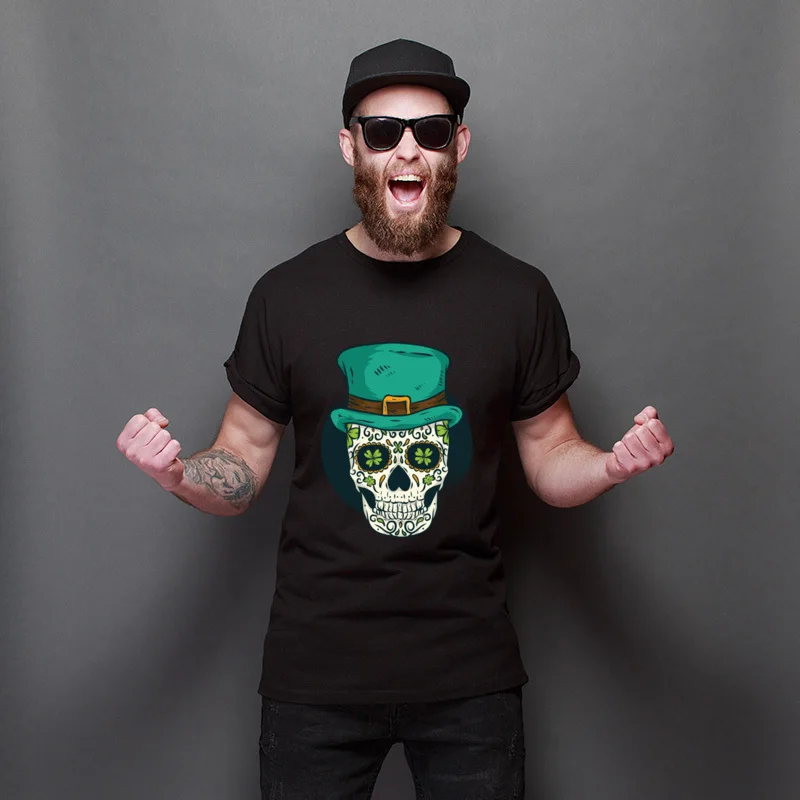 

Birthday Day Shamrock Mardi Gras Skull Funny Crazy T Shirts Hip hop Summer TShirt Prevalent Cotton Tees Gifts