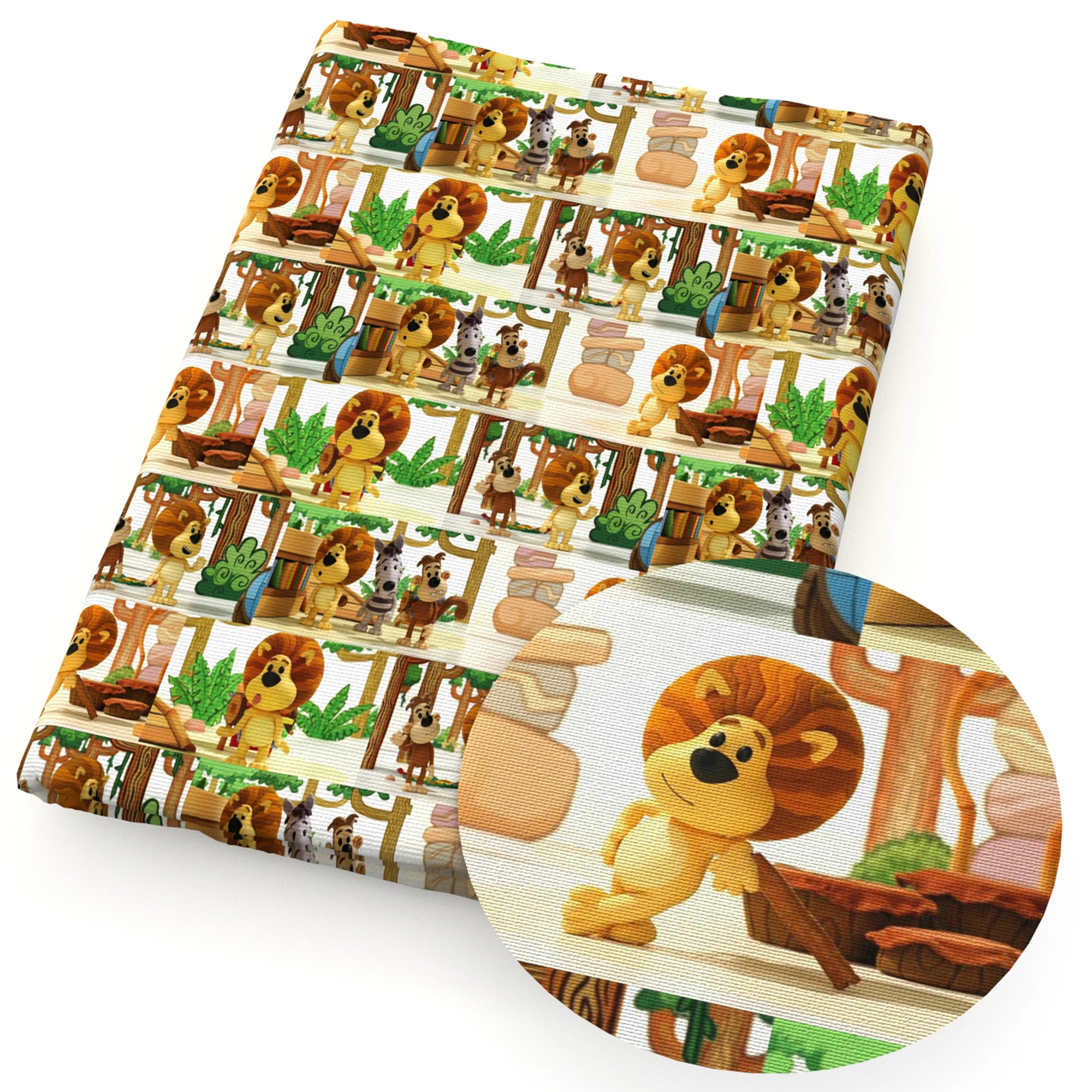 Новый дизайн Лоскутная ткань из полиэстера и хлопка с принтом льва тканевая для