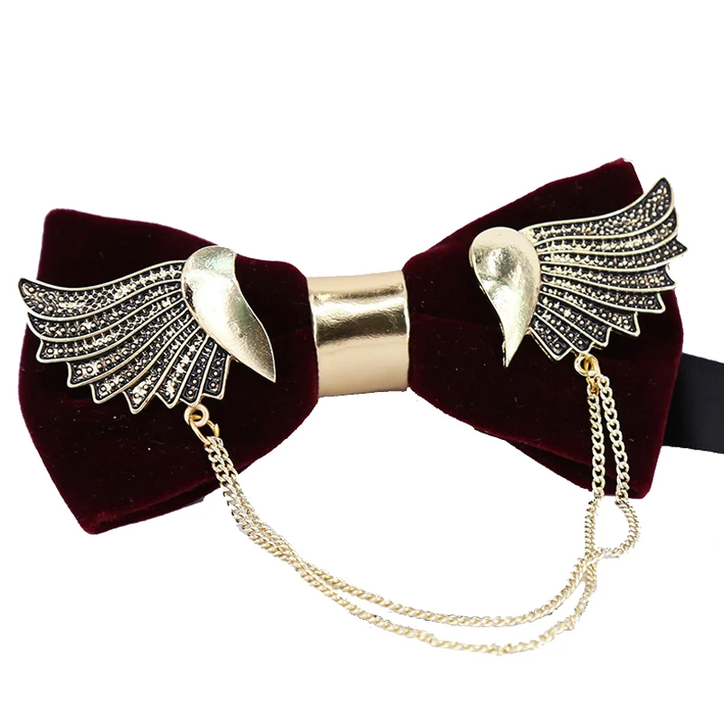 

New Luxury Boutique Fashion Metal Wings Bow Ties For Men Women Wedding Party Wings Bowtie Gravata Black Bow Tie Cravat Dropshipp