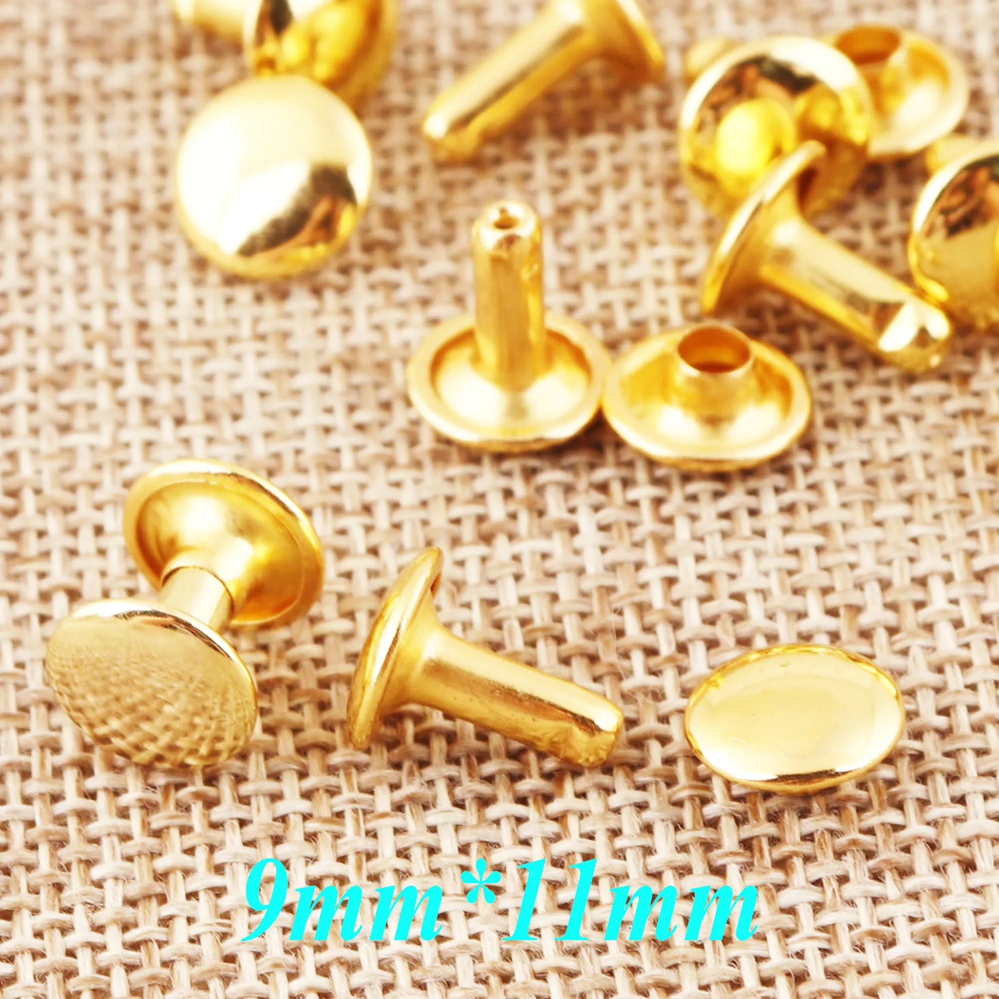 Заклепки кожаные с двумя золотыми колпачками 9 х11 мм (a6) 200 комплектов | Дом и сад