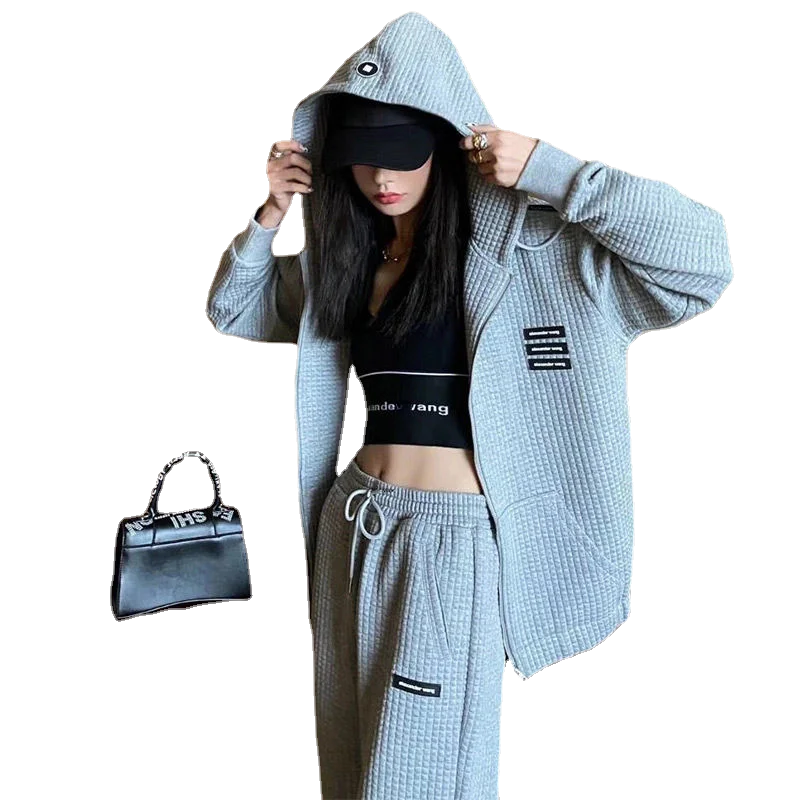 Новинка куртка с капюшоном леггинсы Спортивный Повседневный комплект из двух