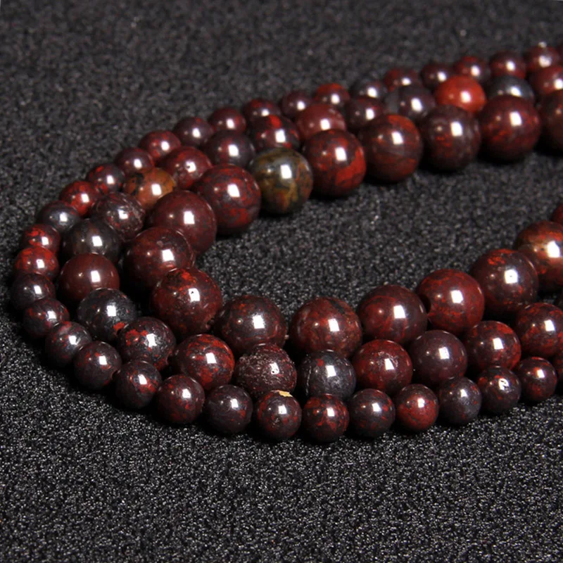 

Natural Stone Beads Bloodstone Jaspers Gem Stone Round Loose Beads 6/8/10/12mm Pick Size For Women Men Jewelry Making Supplies