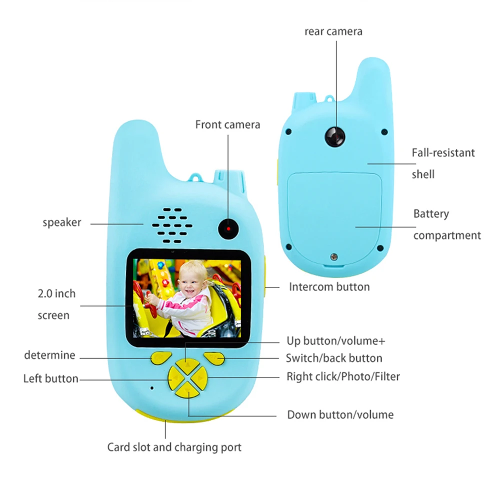 

Kids Walkie Talkie Funny Kids Toys With Camera Camcorder HD Mini Video MP3 Player interactive Game Electronic Toys Children Gift