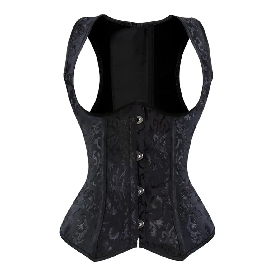 

Women Gothic Sexy Jacquard Underbust Corset Vest Slimming Waist Training Brocade Straps Corsets Bustiers Top Plus Size S-6XL