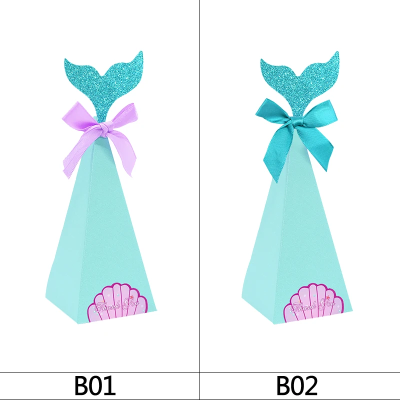 

Little Mermaid Party DIY Paper Box Bags Teal Mermaid Candy Box For Baby Shower Wedding Kids Birthday Party Decor Gift Favor Box