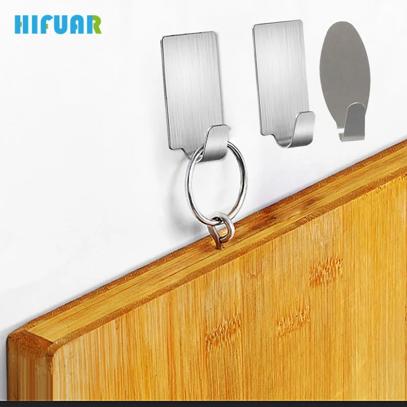 6 шт. клеящиеся Крючки из нержавеющей стали кухонный настенный держатель для