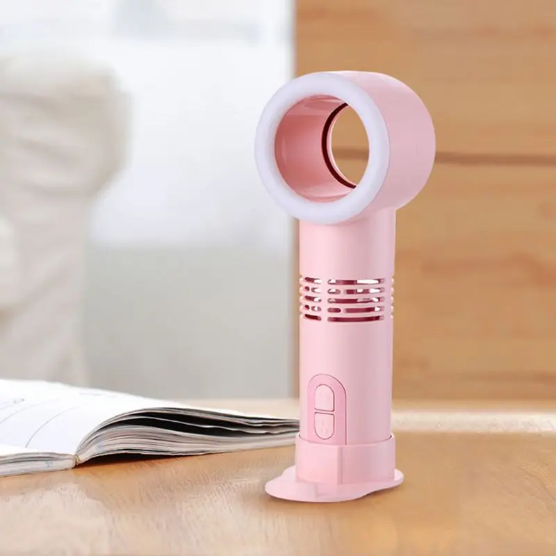 

Free shipping Mini Portable Bladeless Fan USB Charging Handheld Cooling Fan Air Cooler LED Light for Home Dormitory
