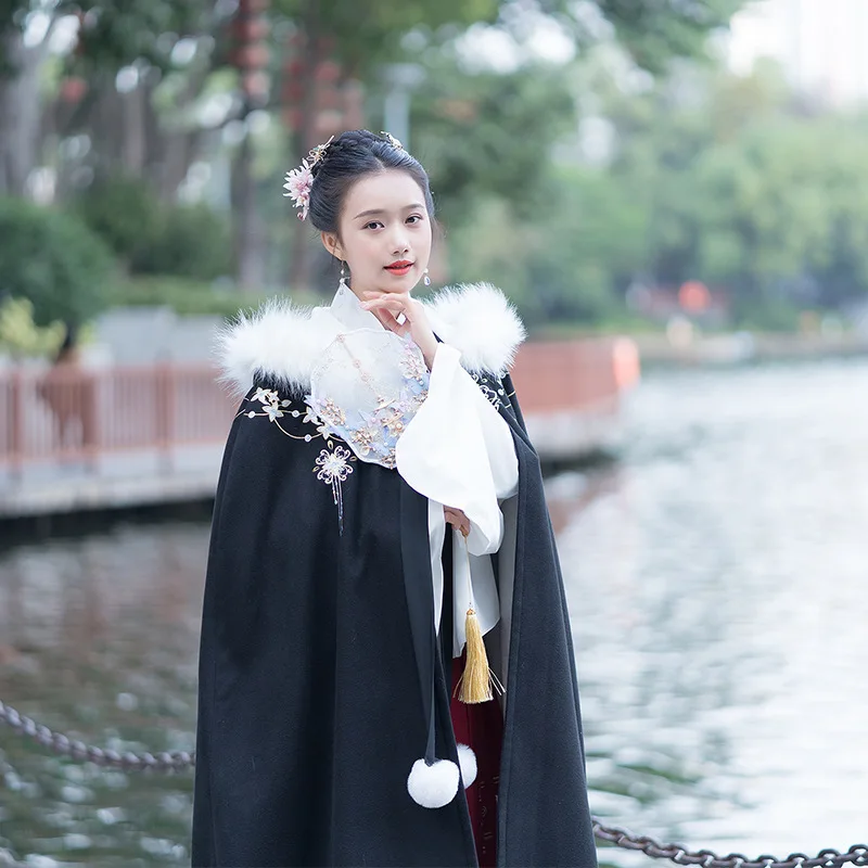 

Женская накидка Hanfu с вышивкой, женский наряд для народного фестиваля, одежда для выступлений, осенне-зимнее пальто DC3431