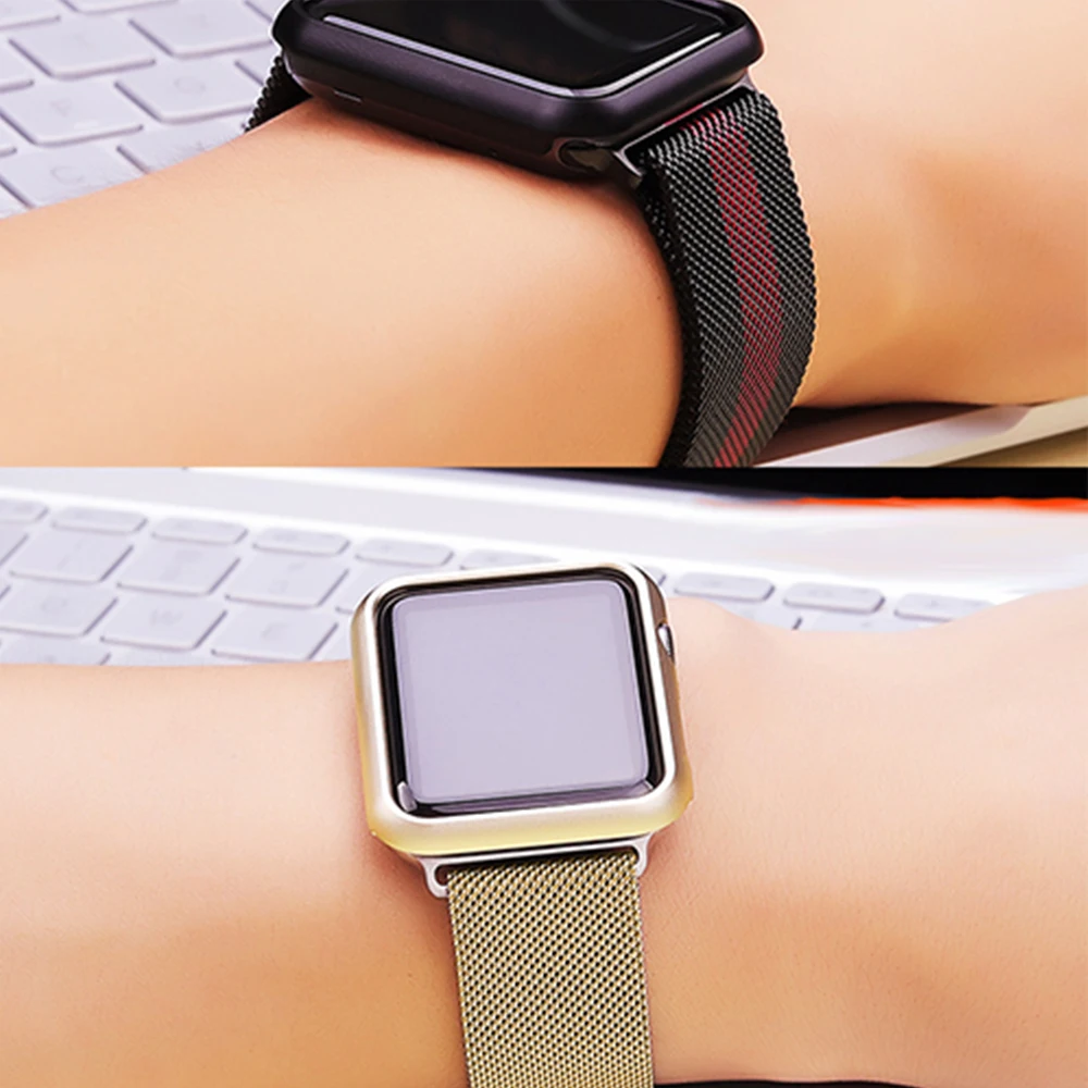 Металлическая крышка чехол для apple watch серии 6 se 5 4 3) 44 мм 40 42 38 версия алюминиевая