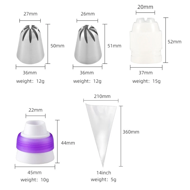 

30 Pcs/Set Disposable Piping Bag Converter Icing Nozzles Tips Pastry Cupcake Cream Cake Decorating Supplies Kit Baking Tool