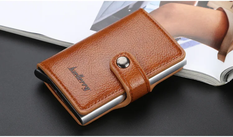 Модный мужской кредитный держатель для карт с защитой от RFID, маленький кошелек, чехол для ID, банковских карт, металлический защитный кошелек для женщин