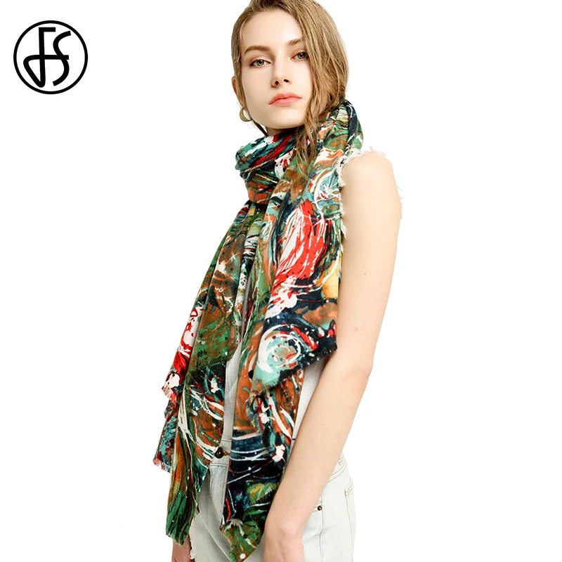 FS Новый цифровой принт в виде кругов дизайнерский брендовый шарф женский