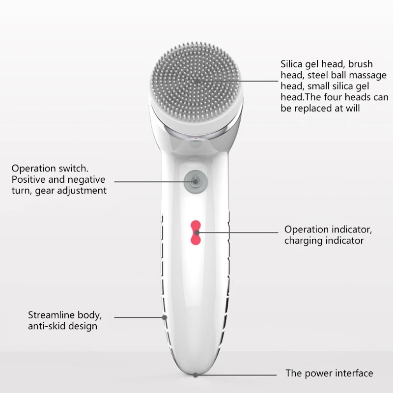 

Electric Massage 4-in-1 Handhold Exfoliating Face Beauty Device Vibration Clean M2EE