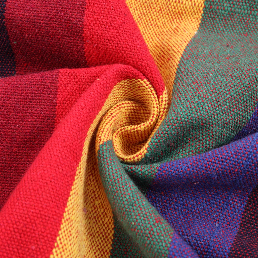 

Durable Rainbow Color Distinctive Cotton Canvas Hanging Rope Chair with Two Pillows High Quality