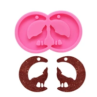 diy mermaid silicone mold perforated pendant wolf moon mirror epoxy keychain mould handmade crafts cake decoration tools