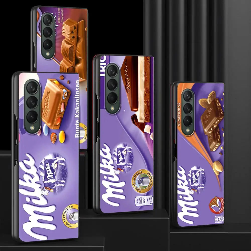 

Luxury Phone Case for Samsung Z Fold3 5G Silicone Hard Cover For Galaxy Z Fold 3 Capa for ZFold 3 Chocolate Milka Box