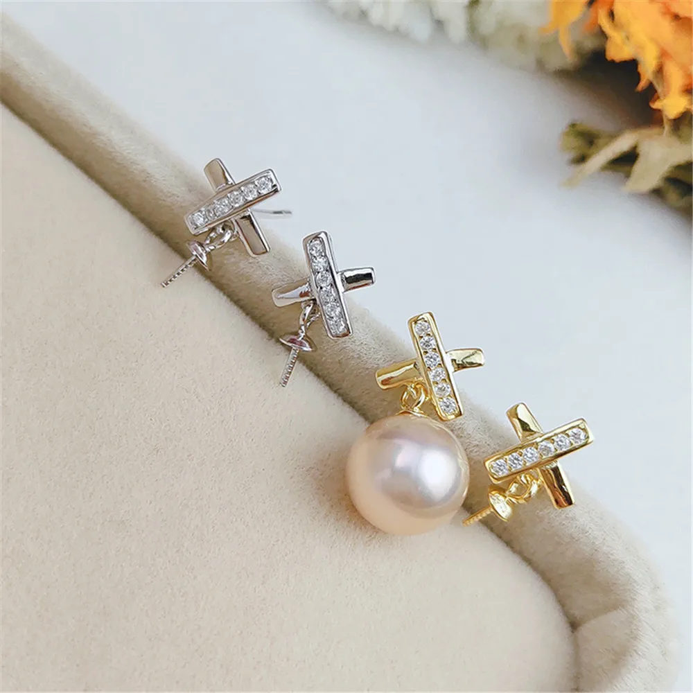 

925 Sterling Silver Plating Earrings Pearl Earrings Accessories Findings Earrings Jewelry Parts Fittings Mountings DIY Girl Gift