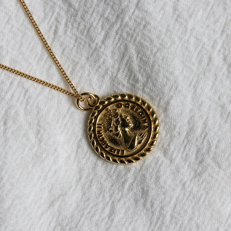Ожерелье с монеткой ожерелье крупной цепочкой минималистичное из золотого