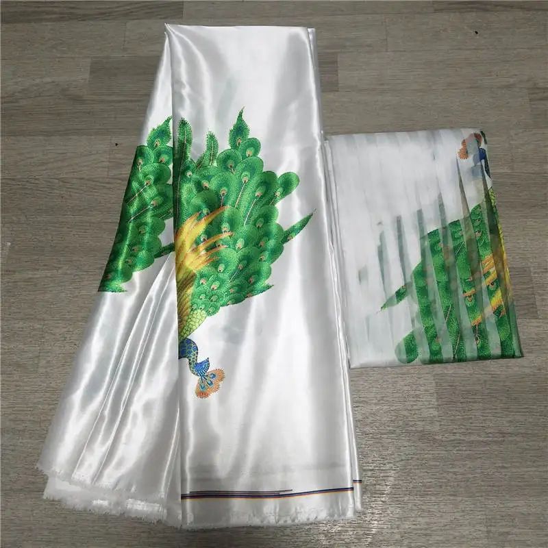 

Hot sale Ghana Style satin silk fabric with organza African wax design ! J61785