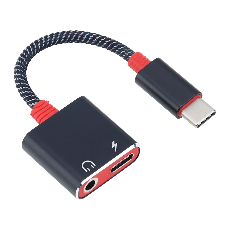 Online 2 In 1 Typ C Ladung Kopfhörer Jack Adapter USB-C Audio Kabel Splitter Konverter Für Huawei Samsung Xiaomi Kopfhörer 500pcs