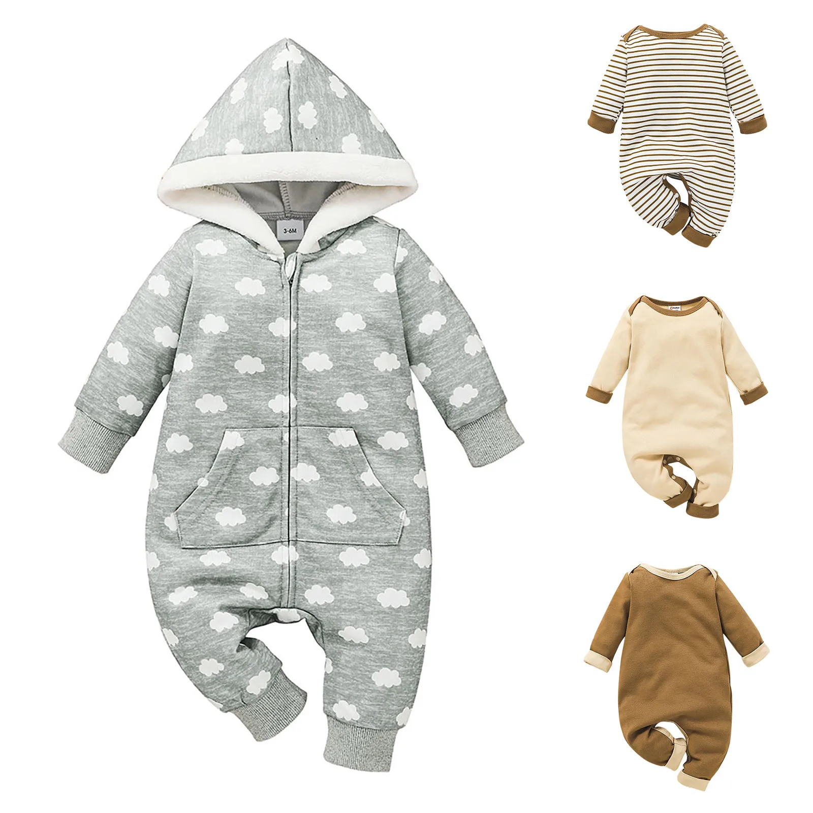 

Детский трикотажный комбинезон на молнии, с длинным рукавом