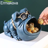 ermakova resin cool dog figurine key storage remote control storage box animal statue piggy bank home decoration coin bank