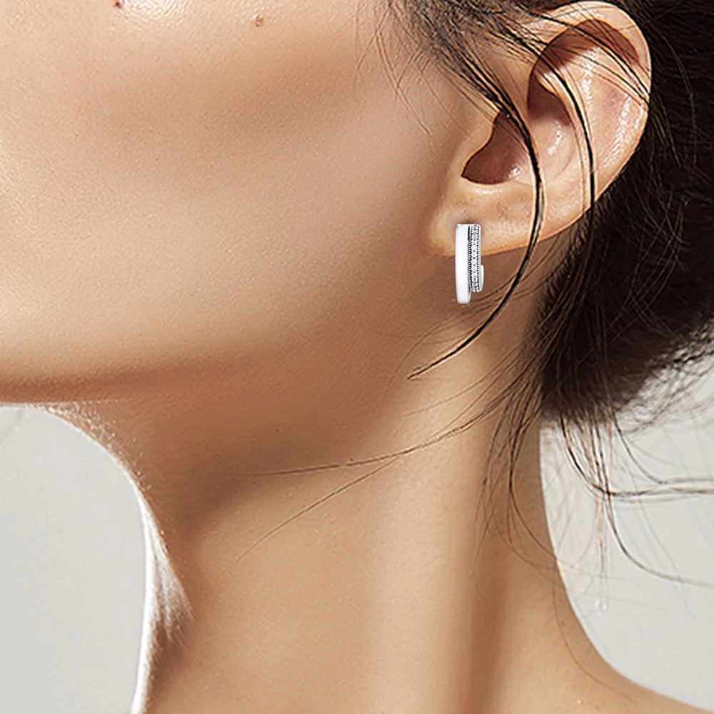 

GPY Earrings for Women Pave Double Hoop Earring Pendientes Kolczyki Earings Aretes Brincos 925 sterling silver Jewelry
