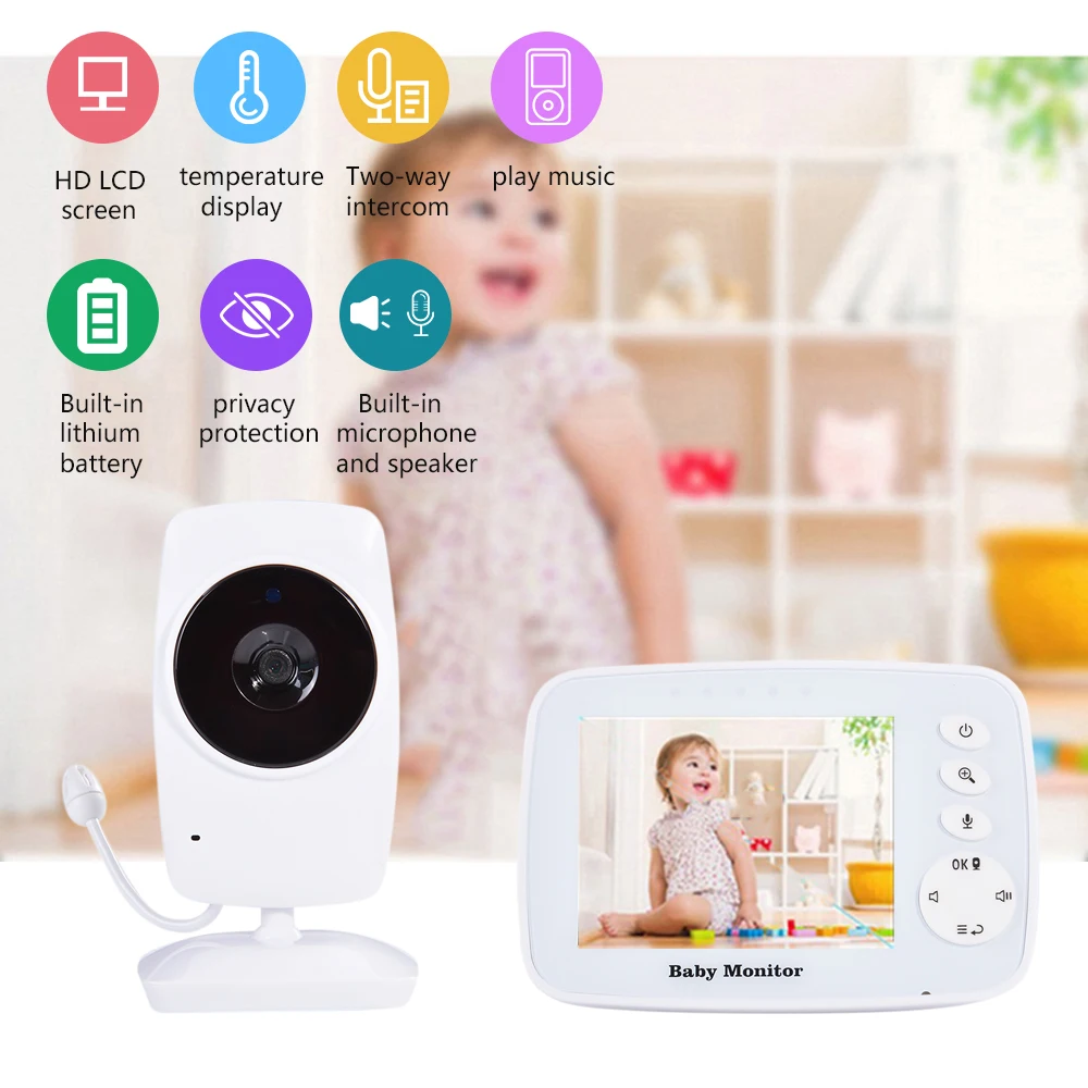 Baby Monitor Wireless Video Color With 3.2Inches LCD 2 Way Audio Talk Night Vision Surveillance Security Camera |