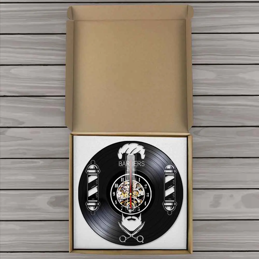 Настенные декоративные часы для парикмахерской виниловые приборы черного цвета